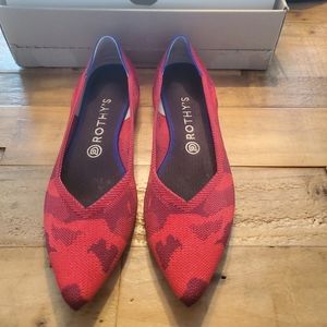 Rothy's Red Camo Pointy Toe Flats 10.5